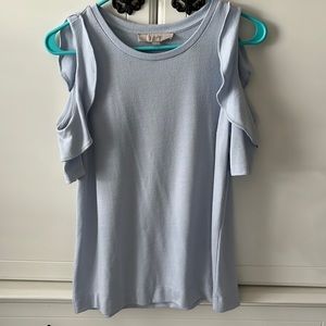 Baby blue shoulder cut out Loft top